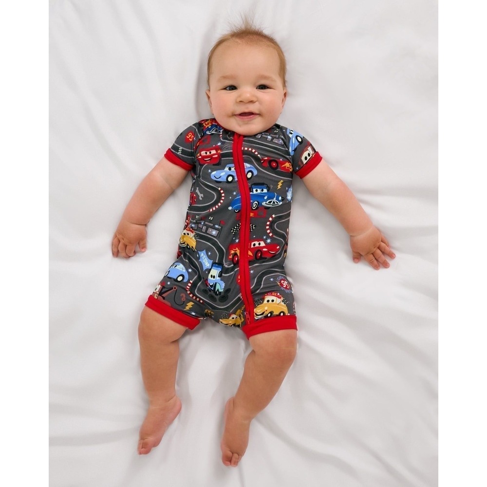 Little Sleepies Shorty Zippy Grey Cars Piston Cup Baby 6-12 Months Disneycore